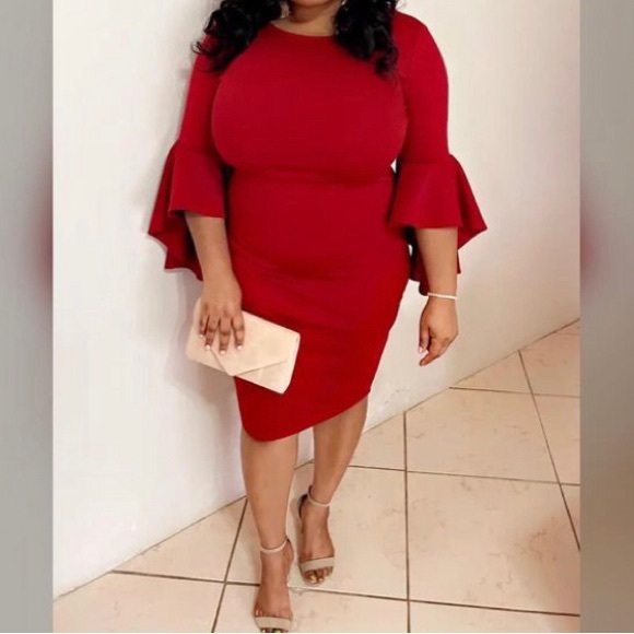 Elegant Bell Sleeve Dress - Picture 2 of 2